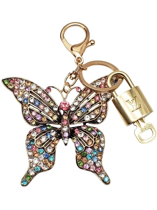 Authentic Louis Vuitton Lock & Key with unbranded Butterfly Bagcharm 100525 - Picture 1 of 9